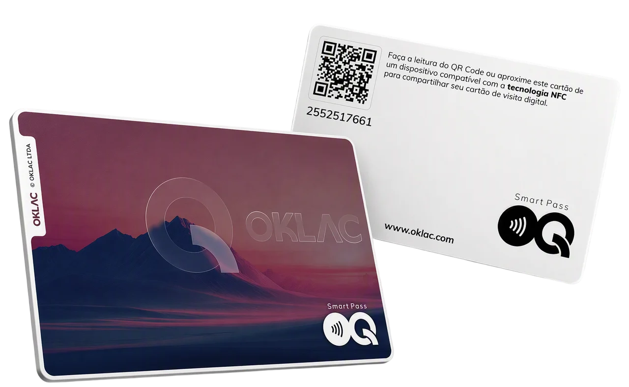 Frente e verso dos cartões OKLAC Smart Pass